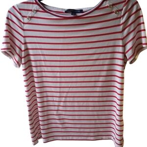 Tommy Hilfiger Red & White Striped Top Women’s Medium Classic Casual Shirt